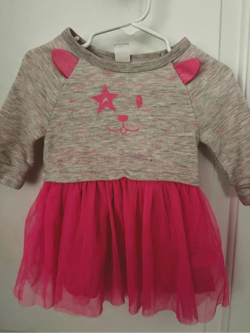 Gap Girls Pink Tulle Sweatshirt Dress - Cute Cat Face